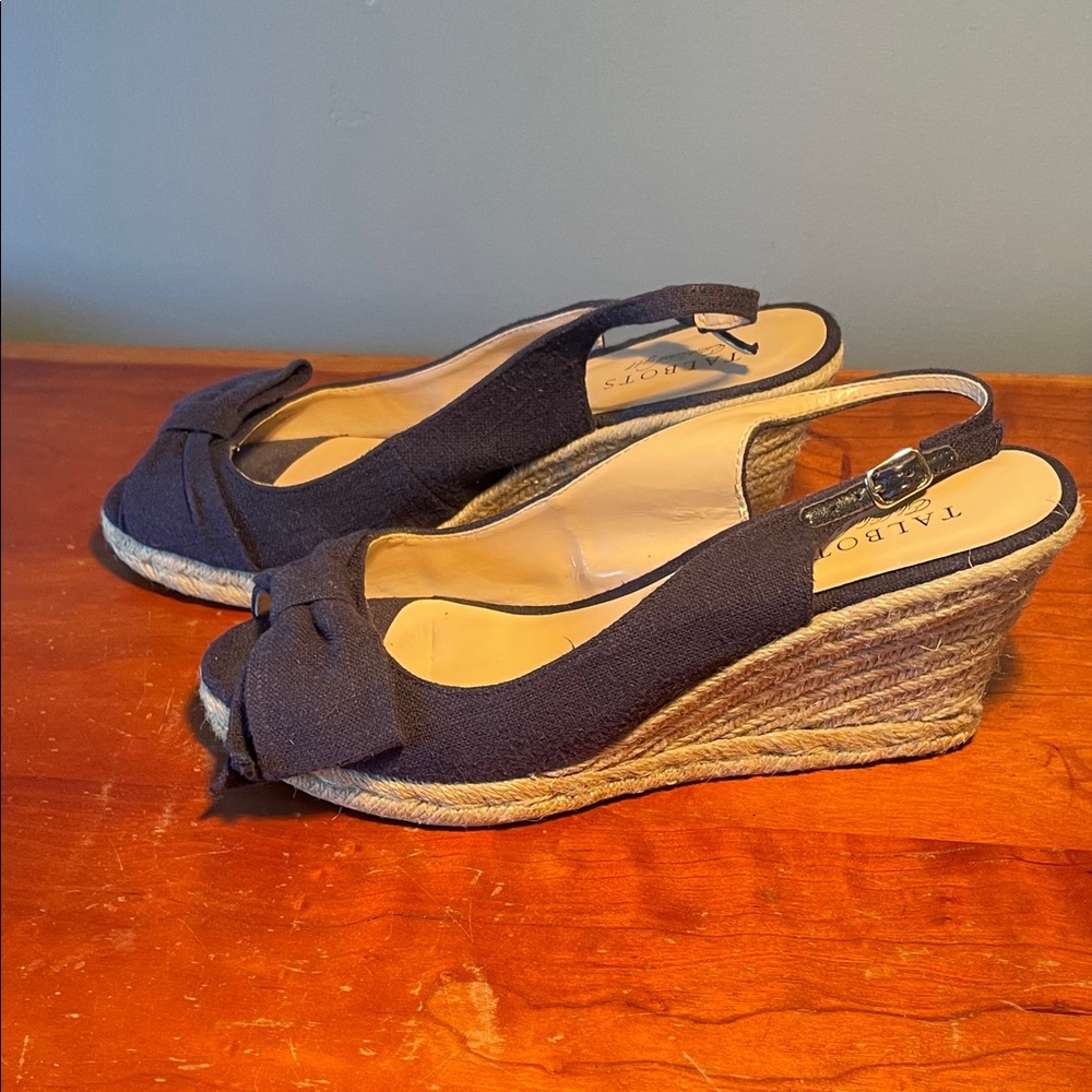 Talbots Navy Wedge Espadrilles size 10